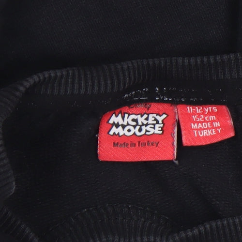Disney Girls Black Mickey Mouse Sequin Pullover Sweatshirt 11-12 Years
