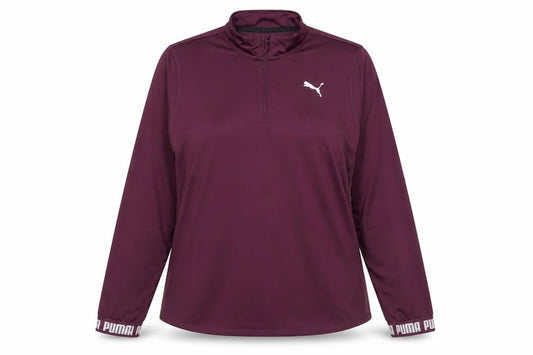 Front view of Puma women’s burgundy 1/4 zip pullover sweatshirt xl polyester