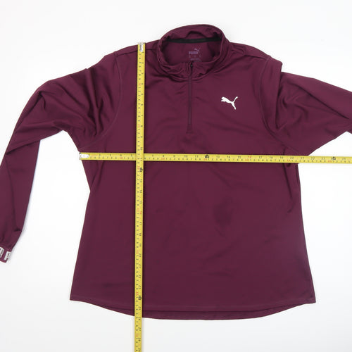 Puma Womens Burgundy 1/4 Zip Pullover Sweatshirt XL Polyester