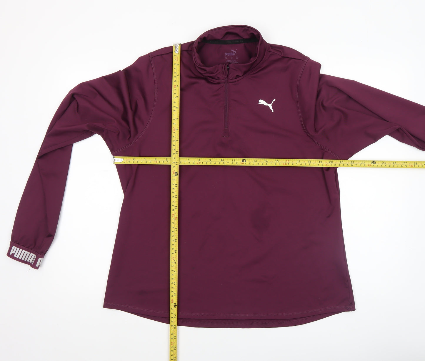 Puma Womens Burgundy 1/4 Zip Pullover Sweatshirt XL Polyester