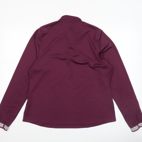 Puma Womens Burgundy 1/4 Zip Pullover Sweatshirt XL Polyester