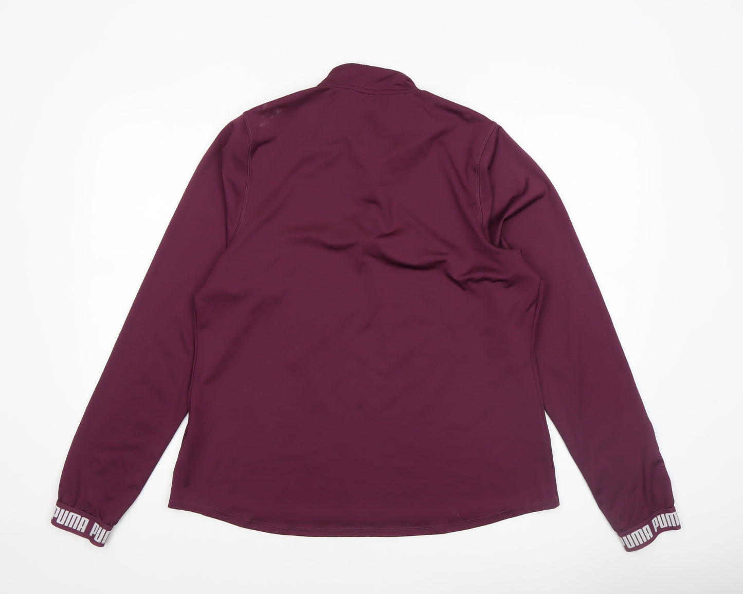 Puma Womens Burgundy 1/4 Zip Pullover Sweatshirt XL Polyester