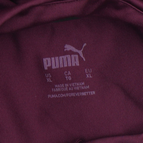 Puma Womens Burgundy 1/4 Zip Pullover Sweatshirt XL Polyester