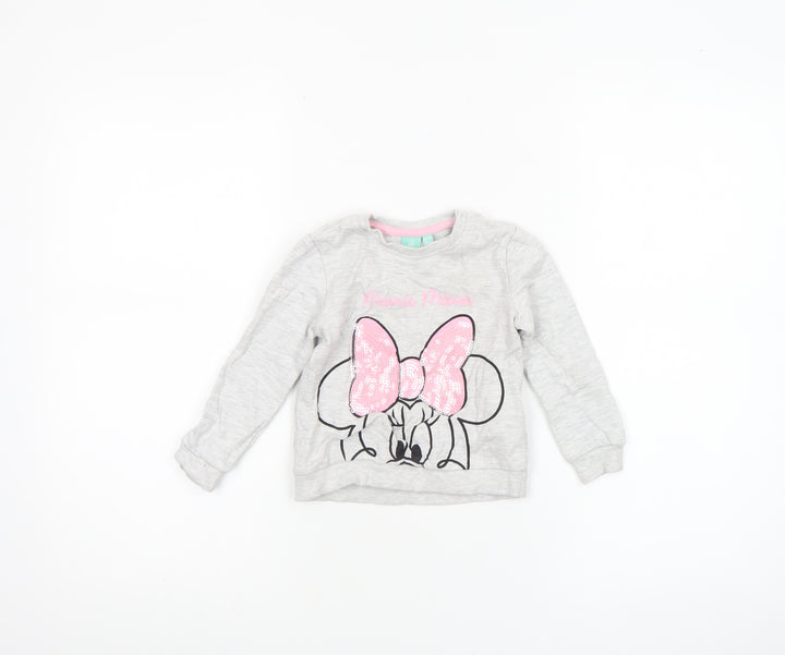Disney Baby Girls Grey Minnie Mouse Long Sleeve Sequin T-Shirt 18-24 Months