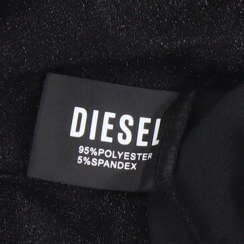 Diesel Women's Black V-Neck Cropped Long Sleeve Top Size M