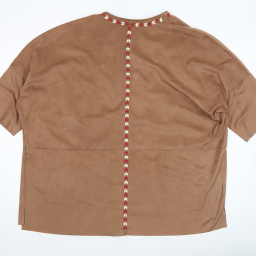 Amisu Women’s Brown Embroidered Open Kimono Jacket Size 12