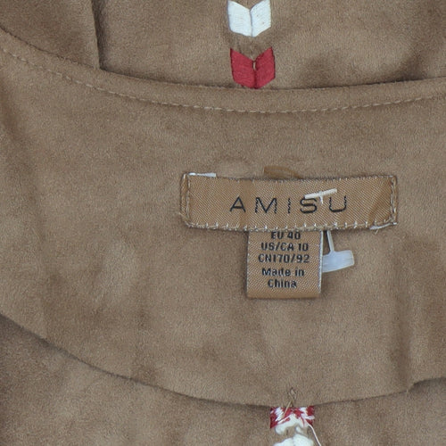 Amisu Women’s Brown Embroidered Open Kimono Jacket Size 12