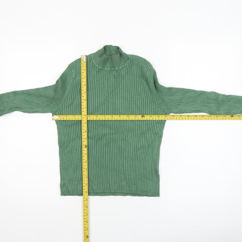 Diesel Women's Green Mock Neck Ribbed Knit Slim Pullover Jumper M
