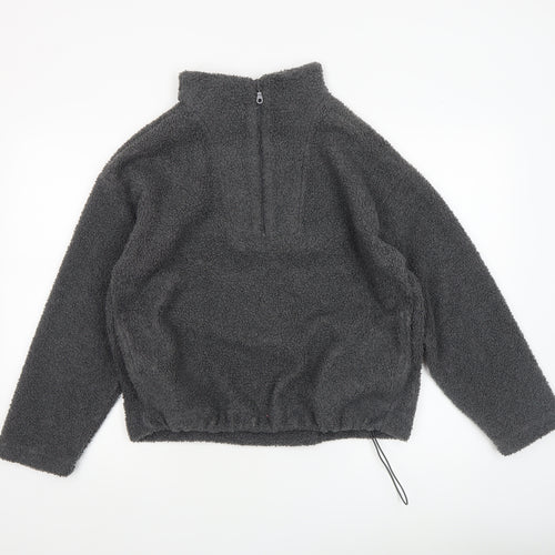 New Look Women’s Grey 1/4 Zip Fleece Pullover Sweatshirt Size S