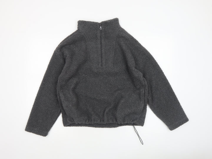 New Look Women’s Grey 1/4 Zip Fleece Pullover Sweatshirt Size S