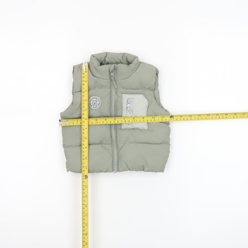 George Baby Unisex Green Puffer Gilet 3-6 Months Polyester Lined Zip Vest