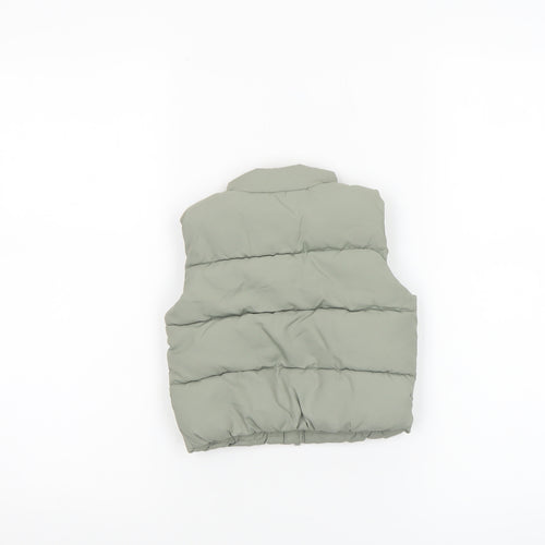 George Baby Unisex Green Puffer Gilet 3-6 Months Polyester Lined Zip Vest