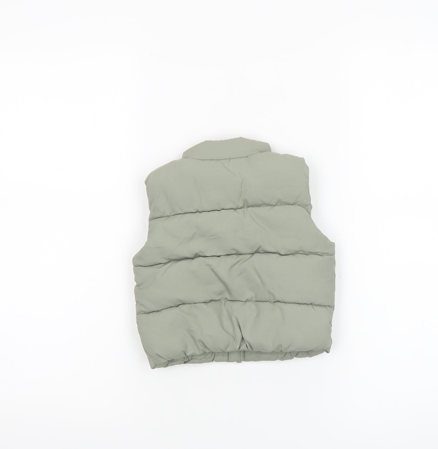 George Baby Unisex Green Puffer Gilet 3-6 Months Polyester Lined Zip Vest