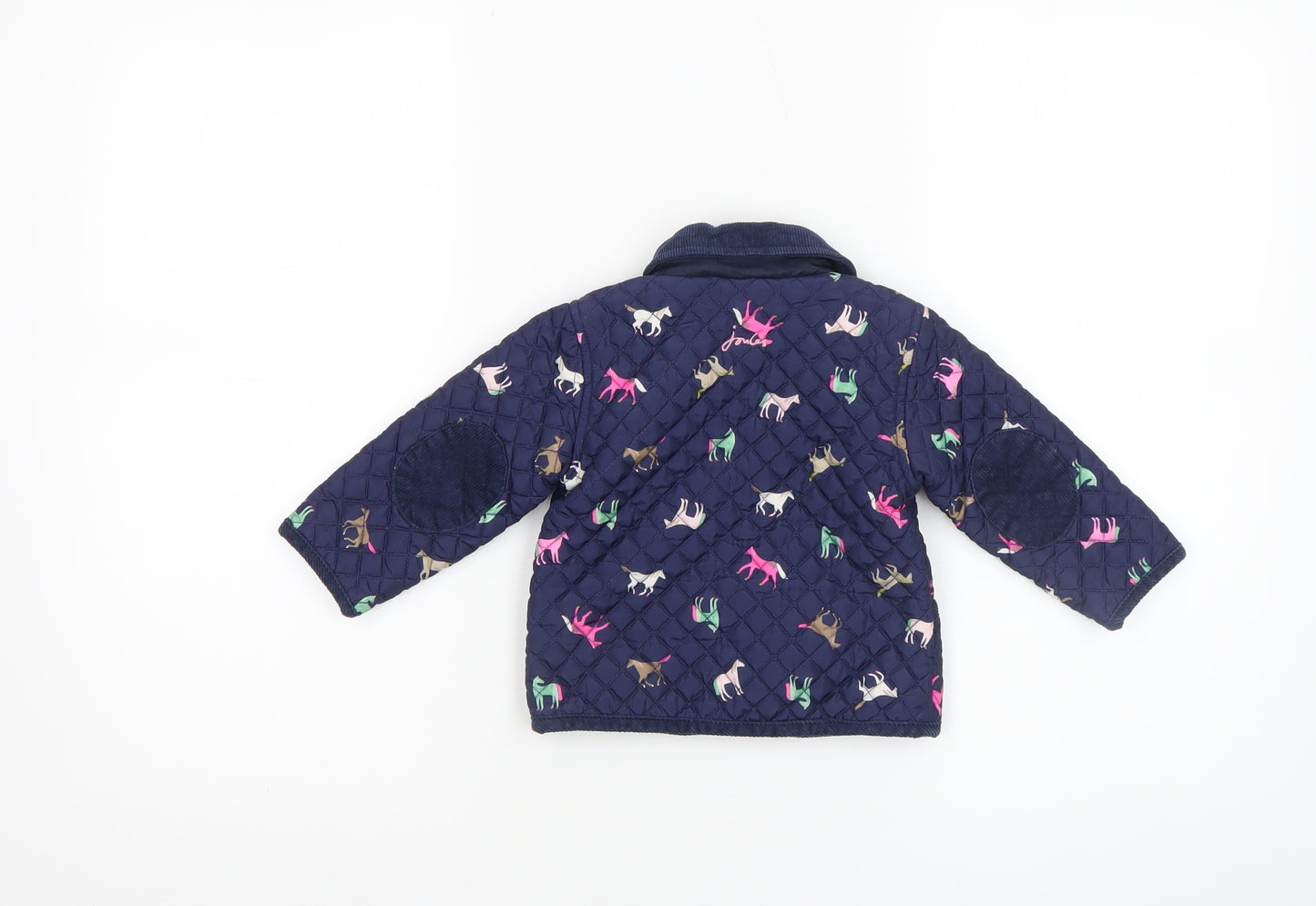 Joules Girls Blue Quilted Animal Print Jacket 6-9 Months