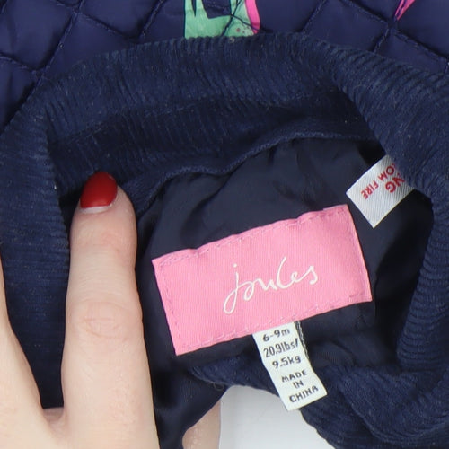 Joules Girls Blue Quilted Animal Print Jacket 6-9 Months