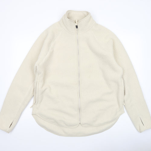 H&M Move Women Ivory Fleece Full Zip Jacket Size 12