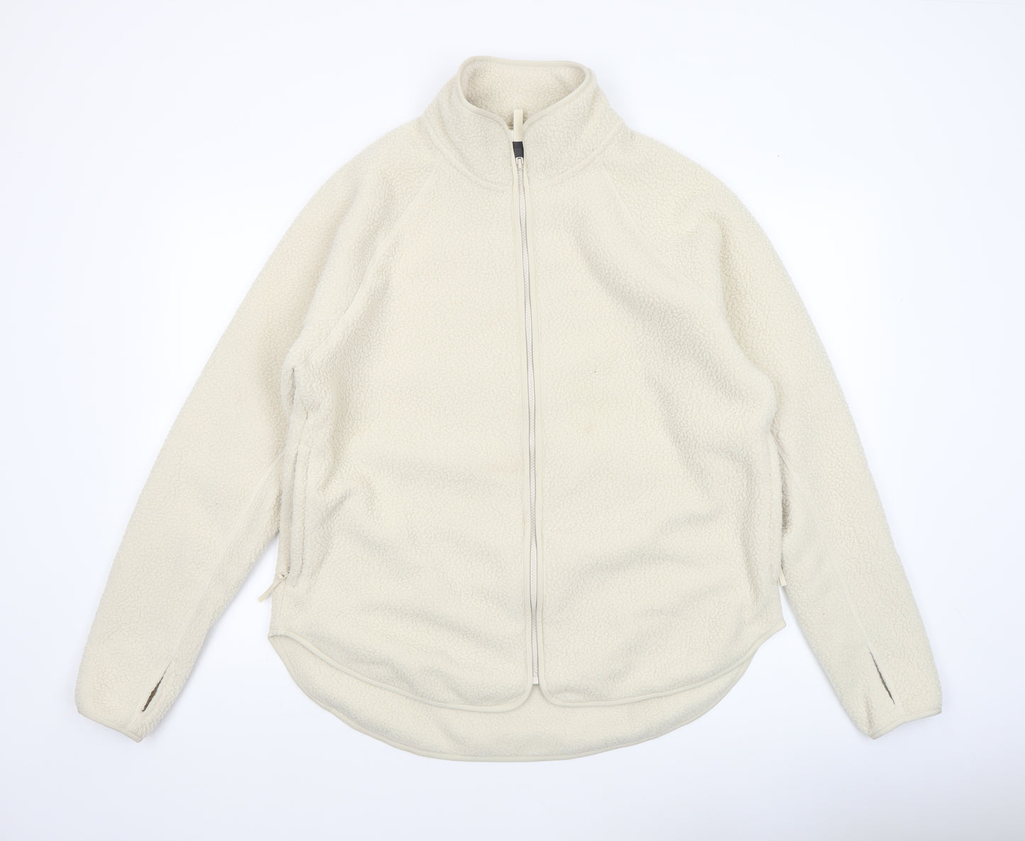 H&M Move Women Ivory Fleece Full Zip Jacket Size 12