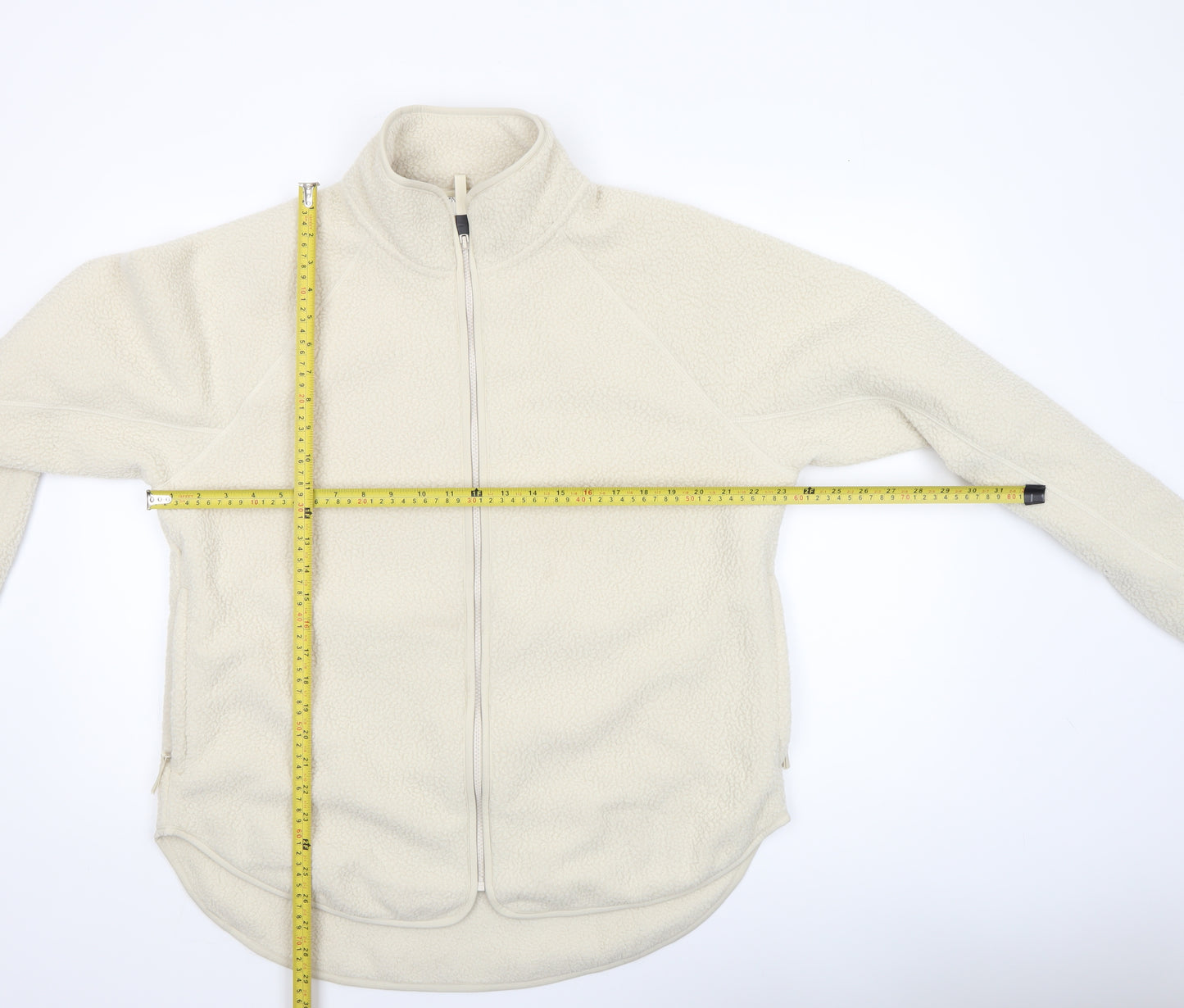 H&M Move Women Ivory Fleece Full Zip Jacket Size 12