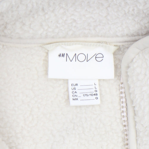 H&M Move Women Ivory Fleece Full Zip Jacket Size 12