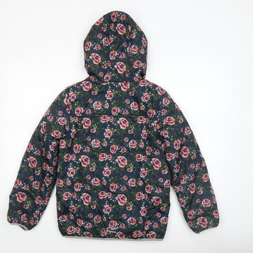 Regatta Girls Blue Floral Hooded Puffer Jacket 11-12 Years Water Resistant