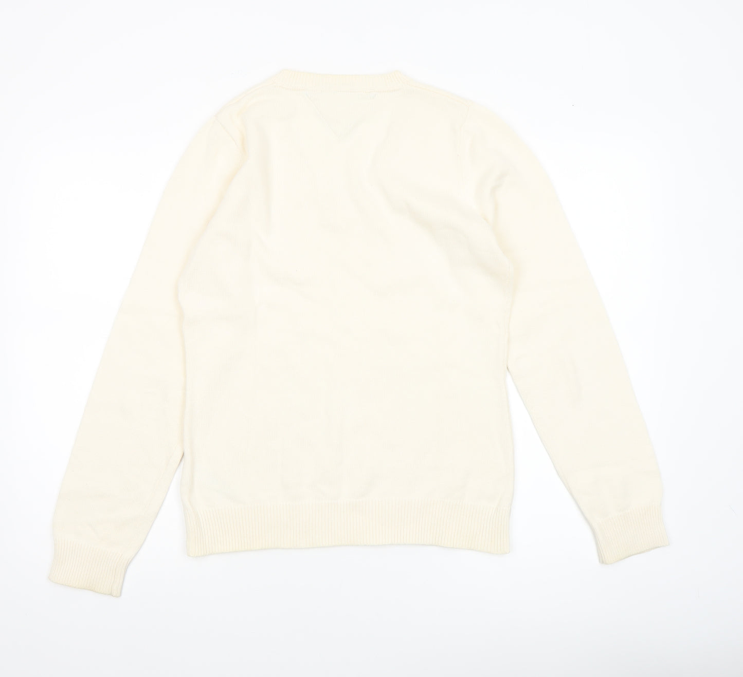 Tommy Hilfiger Women Ivory V-Neck Cotton Jumper L