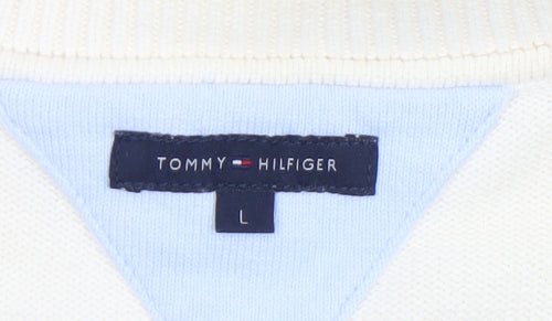 Tommy Hilfiger Women Ivory V-Neck Cotton Jumper L