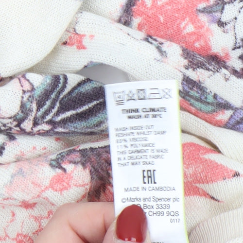 Marks and Spencer Womens Ivory Floral 3/4 Sleeve Pullover Jumper Size 12