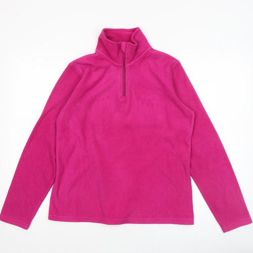 Freedom Trail Womens Pink Fleece Pullover 1/4 Zip Sweatshirt Size 10