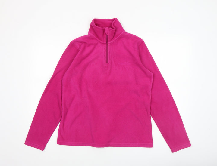 Freedom Trail Womens Pink Fleece Pullover 1/4 Zip Sweatshirt Size 10