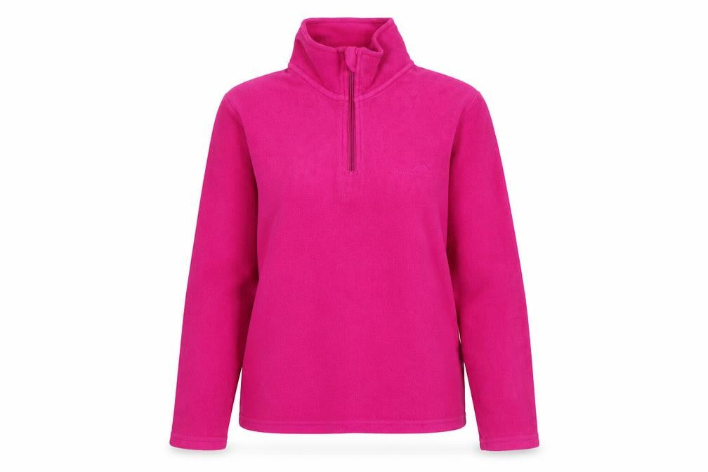 Front view of Freedom Trail women’s pink fleece pullover 1/4 zip sweatshirt, size UK 10