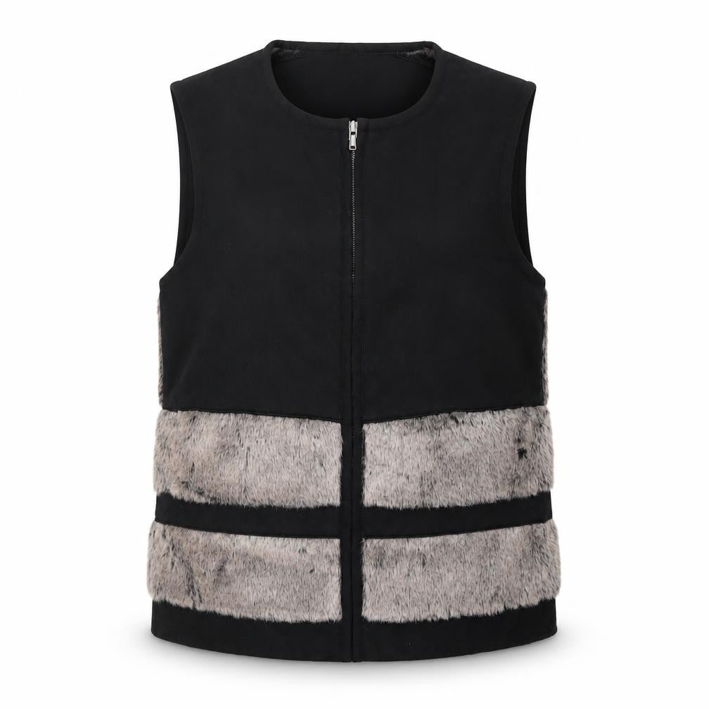 Miss Captain Women's Black Faux Fur Trim Waistcoat Size 8