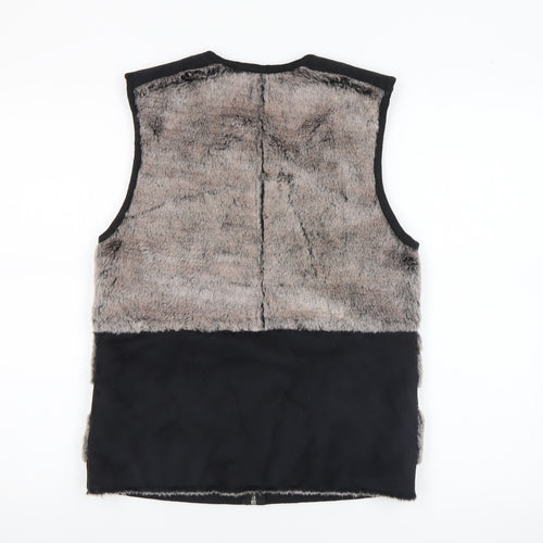Miss Captain Women's Black Faux Fur Trim Waistcoat Size 8
