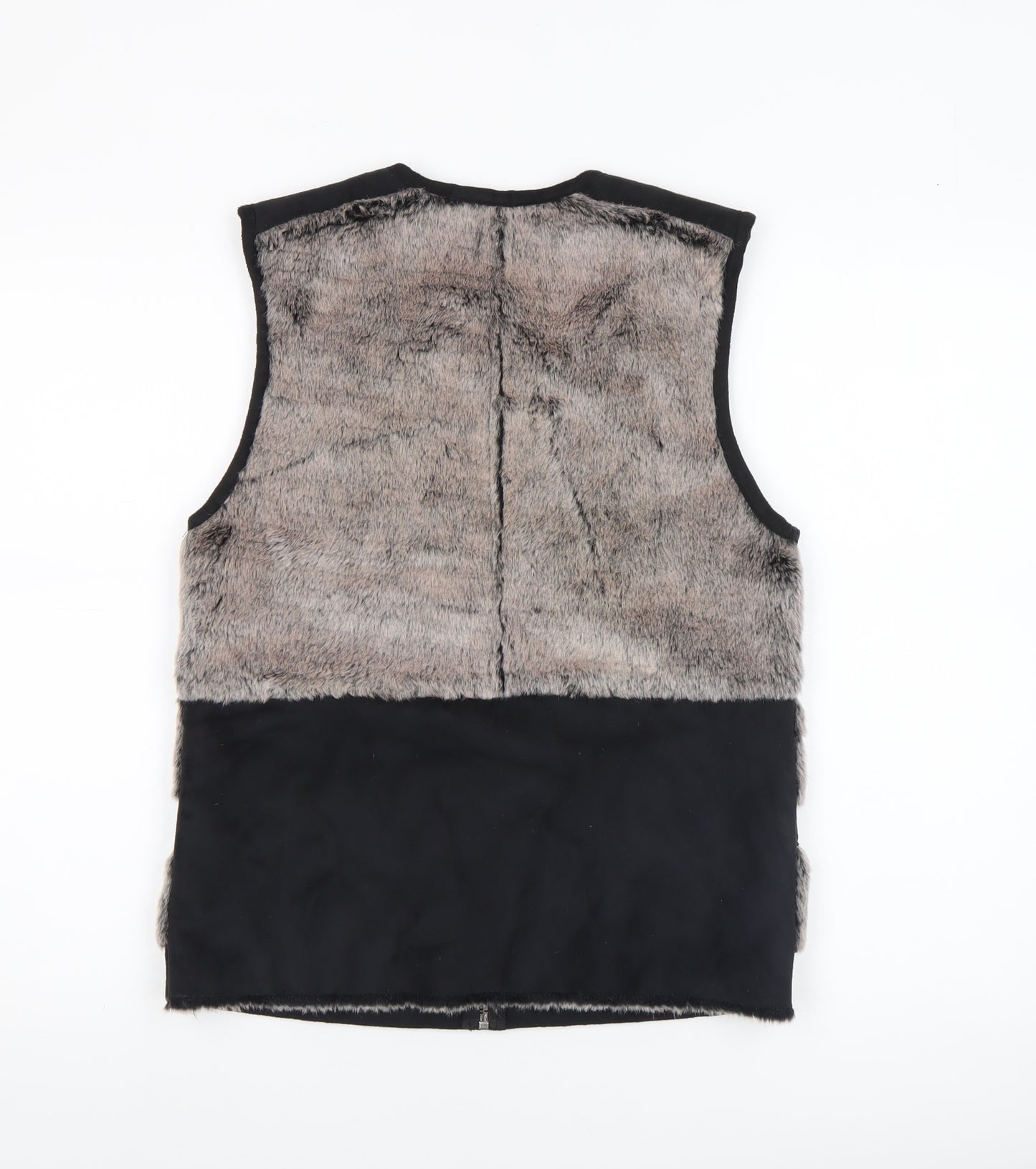 Miss Captain Women's Black Faux Fur Trim Waistcoat Size 8