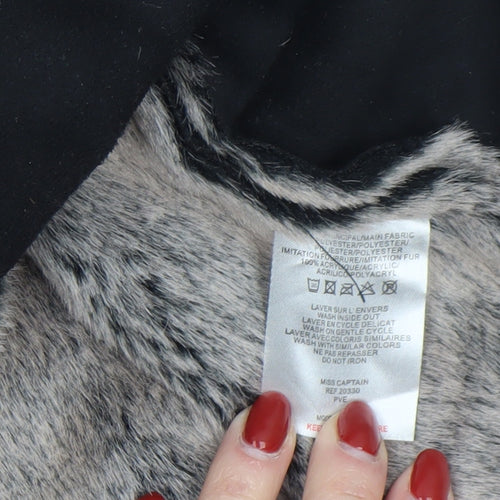 Miss Captain Women's Black Faux Fur Trim Waistcoat Size 8