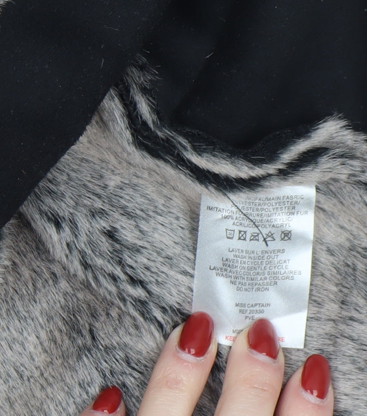Miss Captain Women's Black Faux Fur Trim Waistcoat Size 8