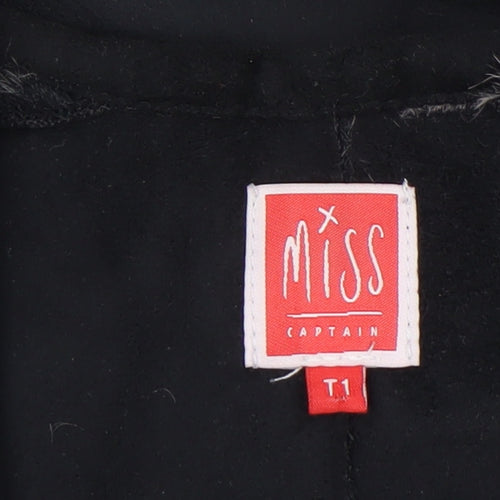 Miss Captain Women's Black Faux Fur Trim Waistcoat Size 8