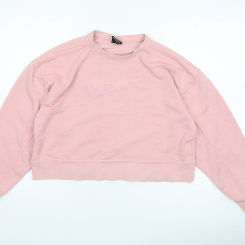 Nike Womens Pink Dri-Fit Crew Neck Pullover Sweatshirt XS