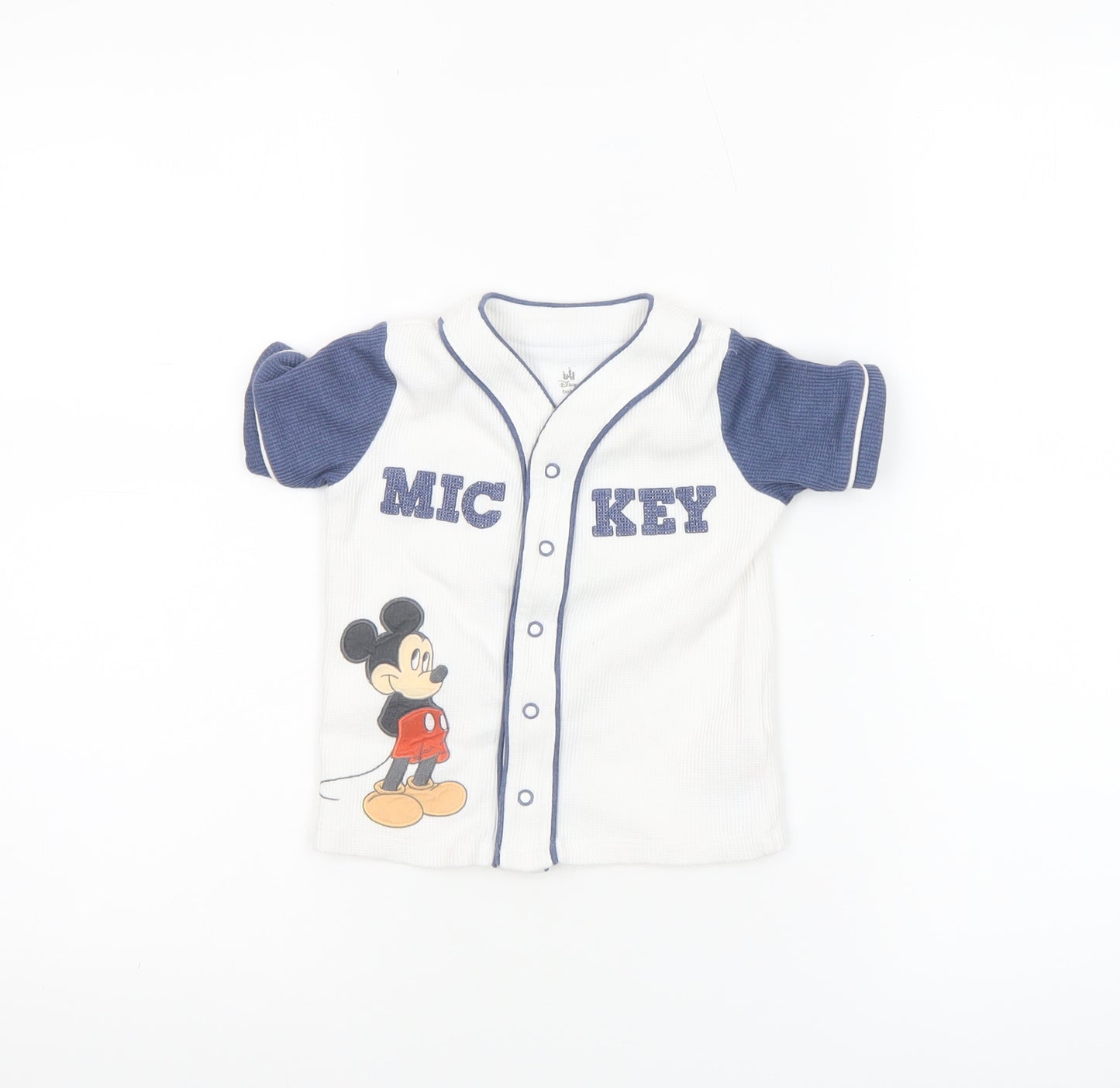 Disney Baby Mickey Mouse White Button-Up Jersey T-Shirt 12-18M