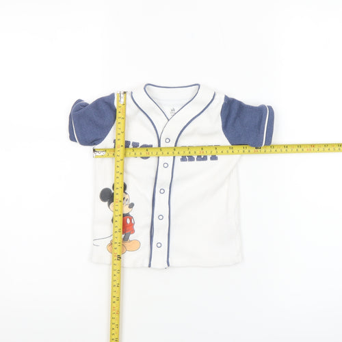 Disney Baby Mickey Mouse White Button-Up Jersey T-Shirt 12-18M