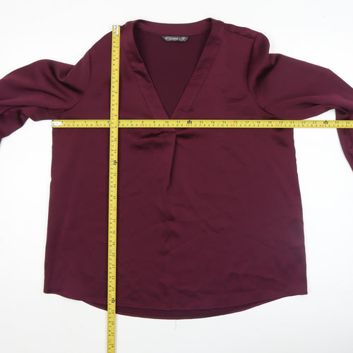 Dunnes Women’s Burgundy V-Neck Long Sleeve Polyester Blouse Size M