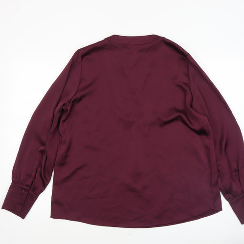 Dunnes Women’s Burgundy V-Neck Long Sleeve Polyester Blouse Size M