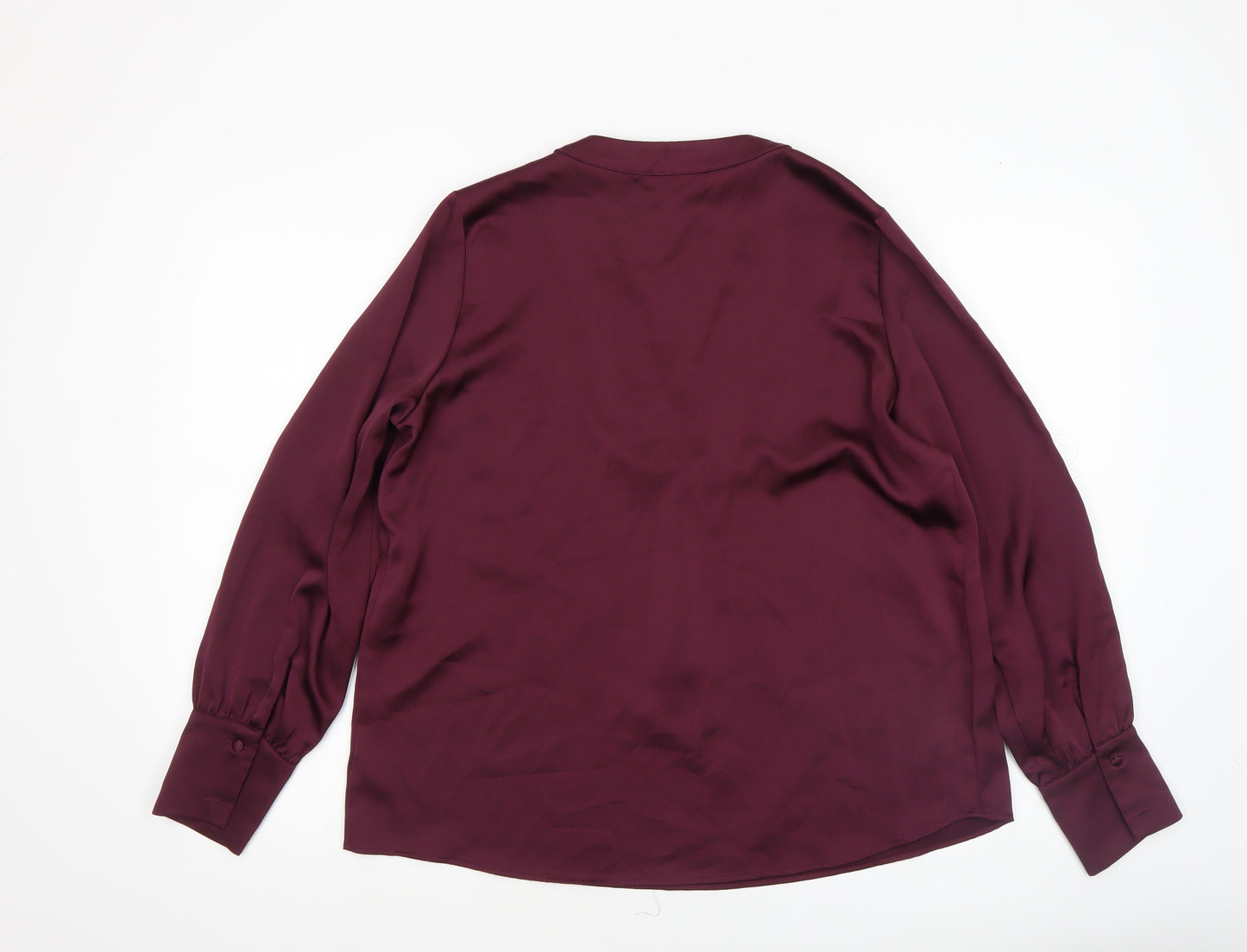 Dunnes Women’s Burgundy V-Neck Long Sleeve Polyester Blouse Size M