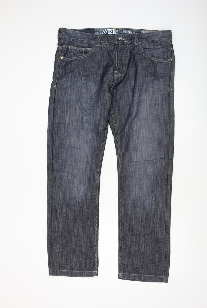 V021 Men’s Blue Straight Fit Denim Jeans W36 L30 Cotton
