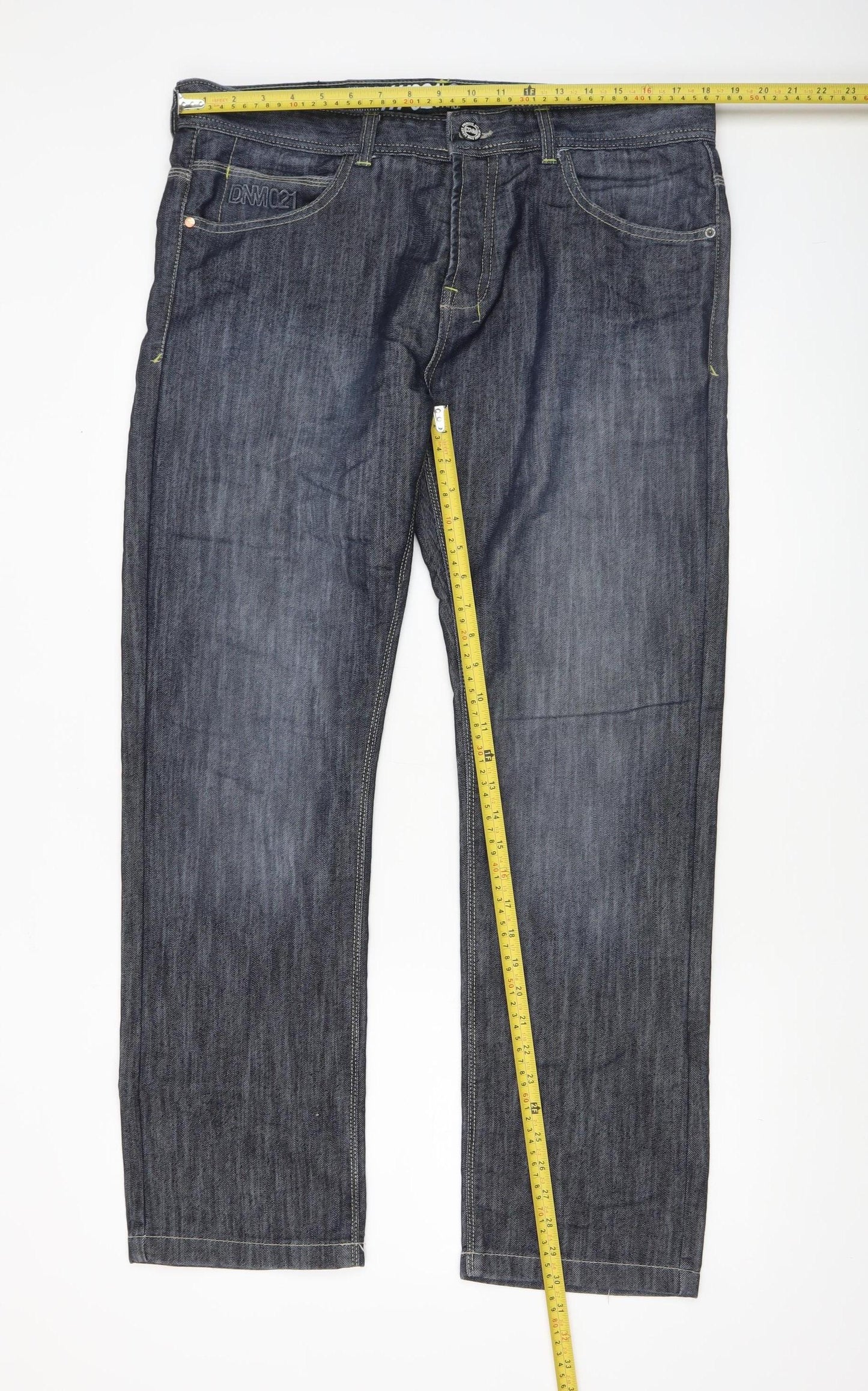 V021 Men’s Blue Straight Fit Denim Jeans W36 L30 Cotton