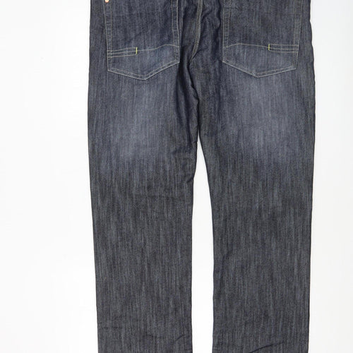 V021 Men’s Blue Straight Fit Denim Jeans W36 L30 Cotton