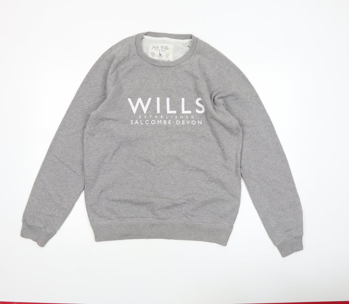 Jack Wills Men’s Grey Pullover Sweatshirt M Logo Crew Neck