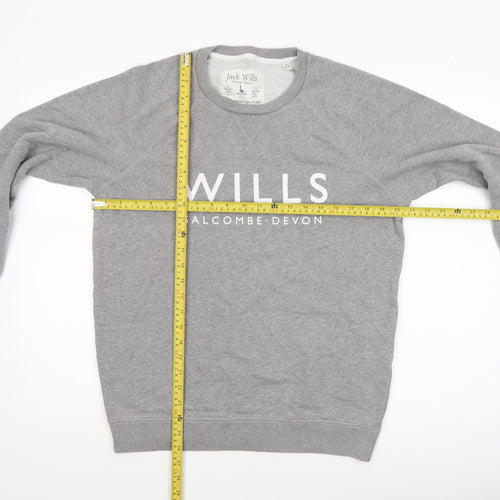 Jack Wills Men’s Grey Pullover Sweatshirt M Logo Crew Neck