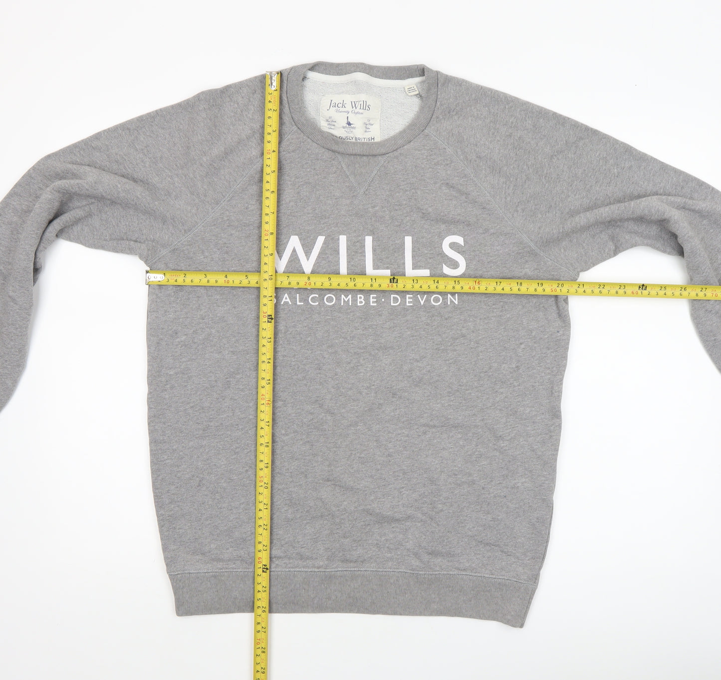 Jack Wills Men’s Grey Pullover Sweatshirt M Logo Crew Neck