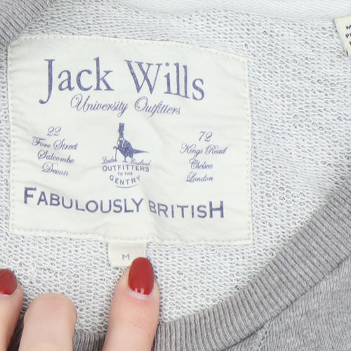 Jack Wills Men’s Grey Pullover Sweatshirt M Logo Crew Neck
