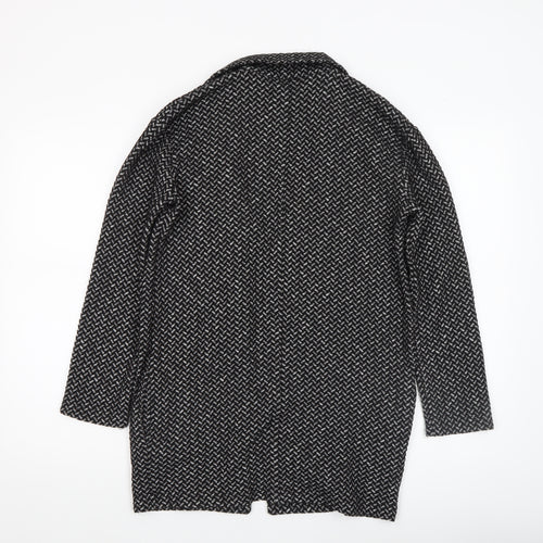 Miss Selfridge Women’s Black Knit Coatigan Size 8 Mid Length Open Front